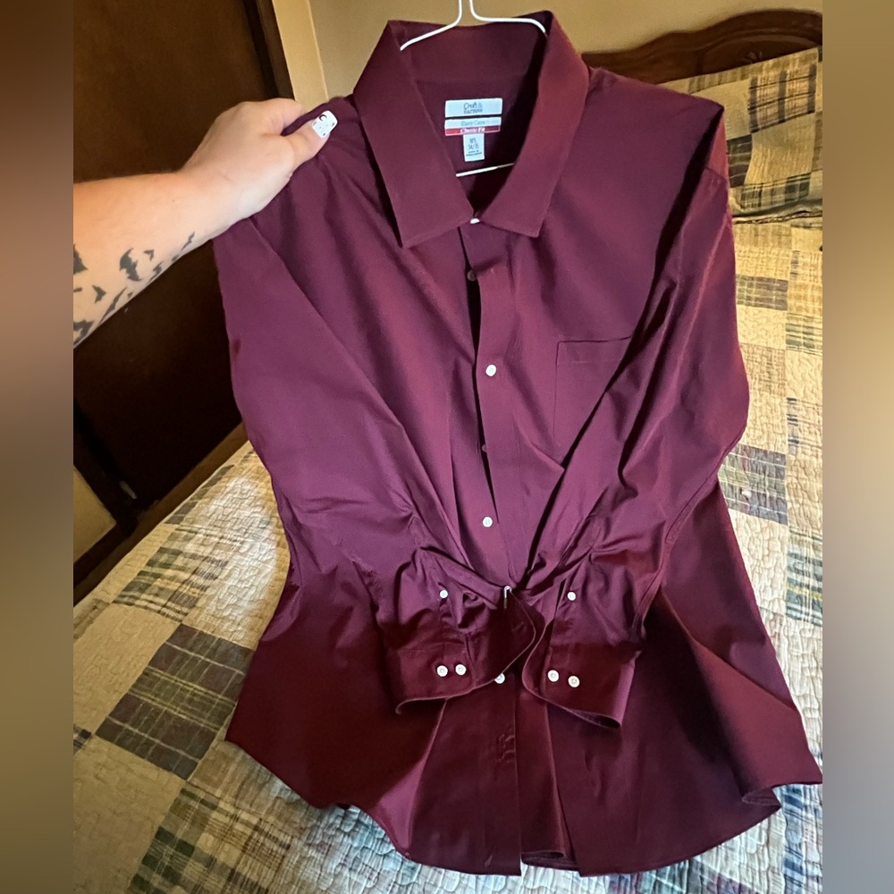 Croft & Barrow Burgundy Classic Fit Button Up Dress Shirt